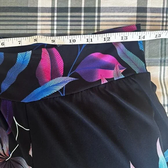 Clara Sun Woo Womens Wide Leg Crop Palazzo Pants Tropical Floral Pull On Size M - Picture 8 of 10